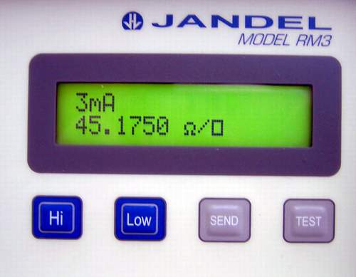 Showning read-out in ohms-per-square