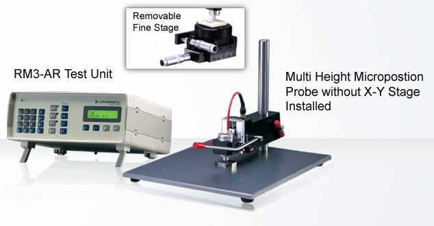 Jandel Multi-Purpose Four Point Probing System. The Multi Height Microposition Probe combined with RM3-AR Test Unit
